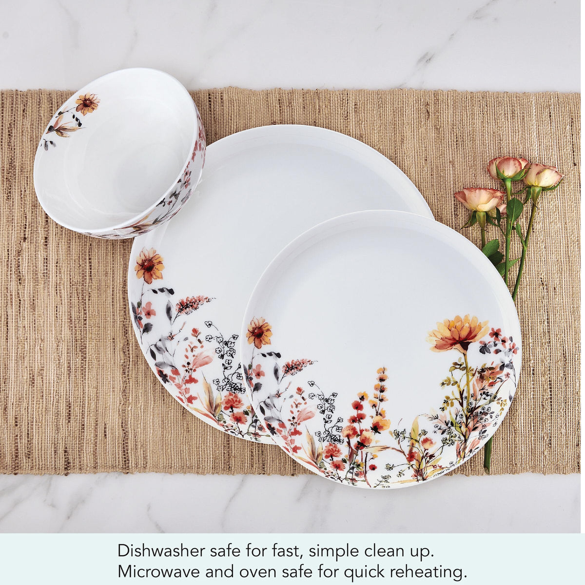 12 Piece Floral Bone China Dinnerware Set Z566695
