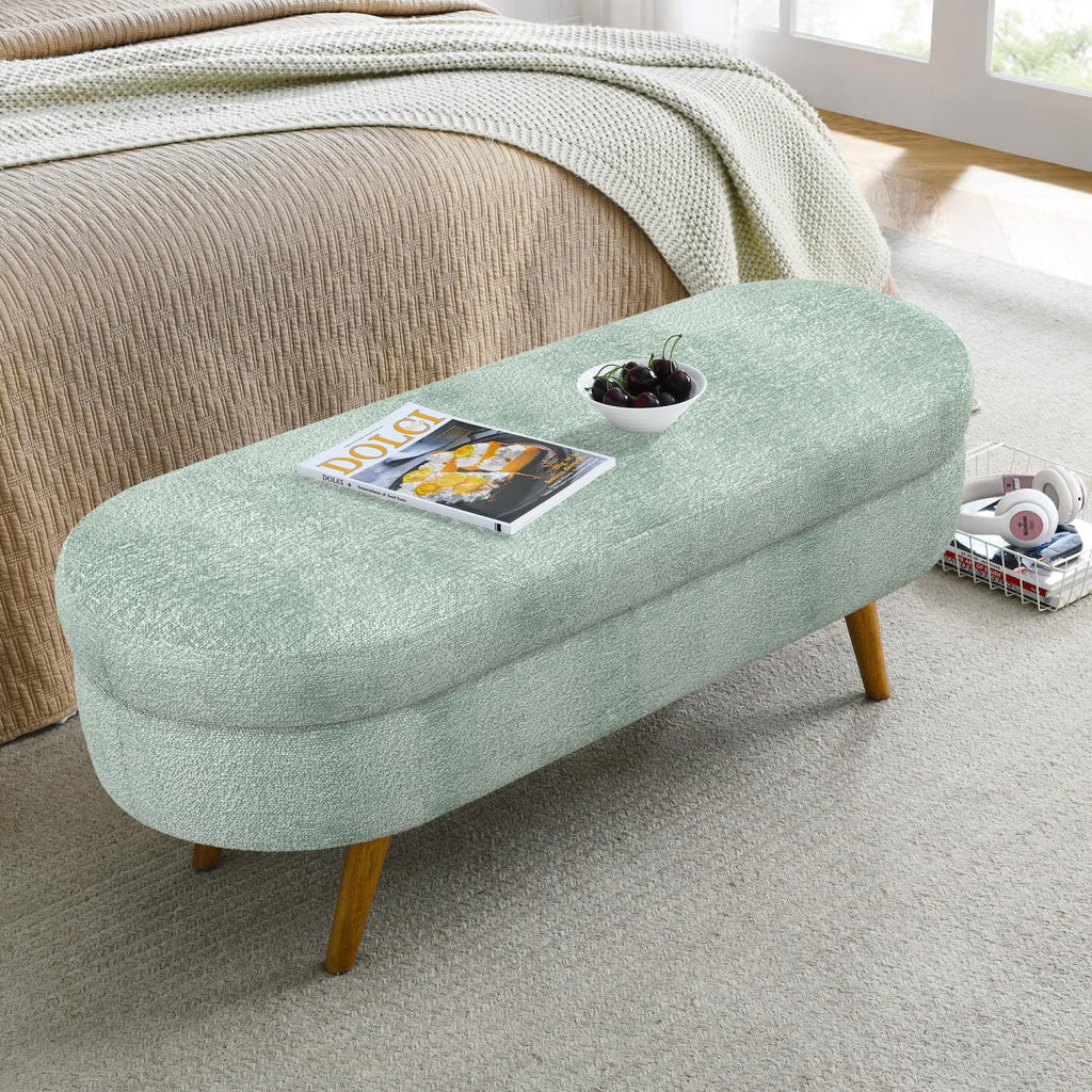 Oval Storage Bench with Rubber Wood Legs O25153