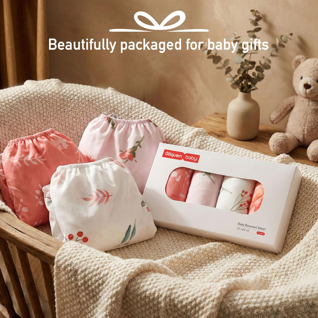 Baby Bedside Sleeper Bassinet Sheets 33x20 Inch 4 Pack E345