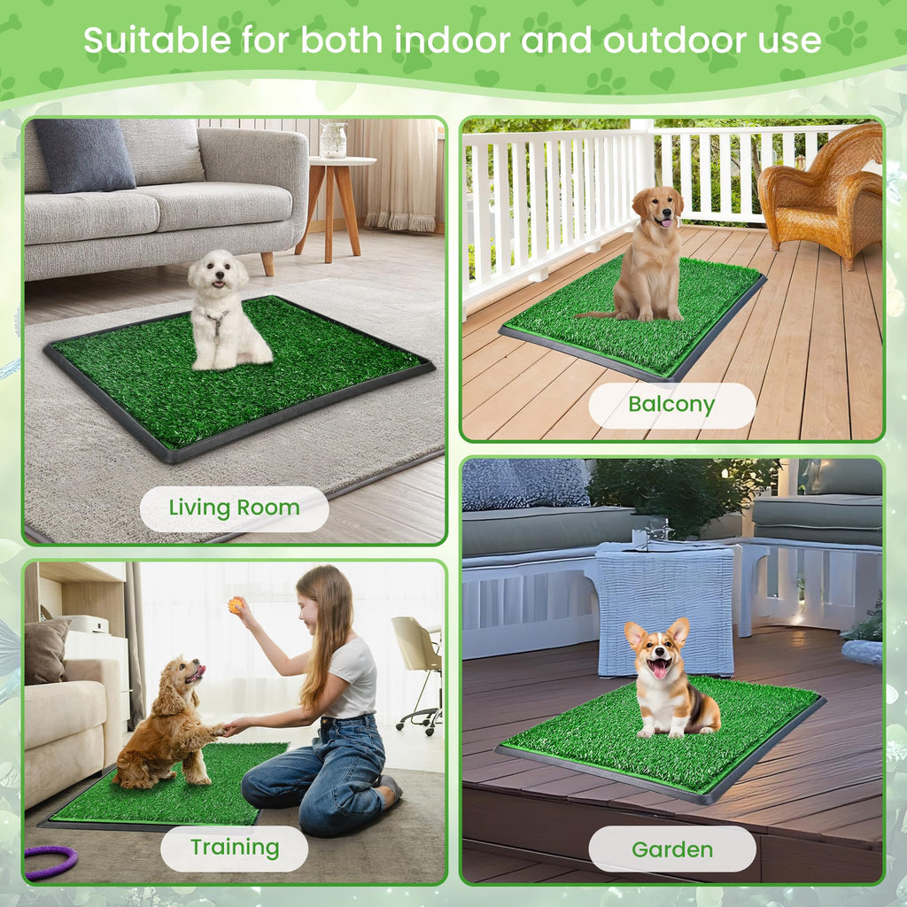 20x25 Inch Reusable Artificial Turf Dog Grass Pad with Tray T9673